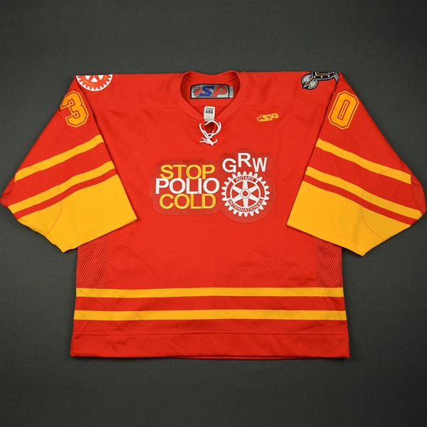 McLaughlin, Jordan<br>Red "Stop Polio Cold" - CLEARANCE  Feb. 18<br>Greenville Road Warriors 2010-11<br>#30 Size: 58G