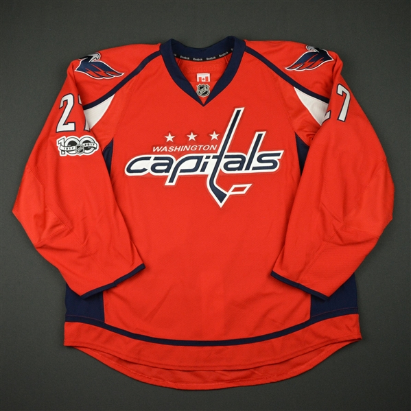 Alzner, Karl<br>Red Set 2 w/ NHL Centennial Patch - Game-Issued (GI)<br>Washington Capitals 2016-17<br>#27 
