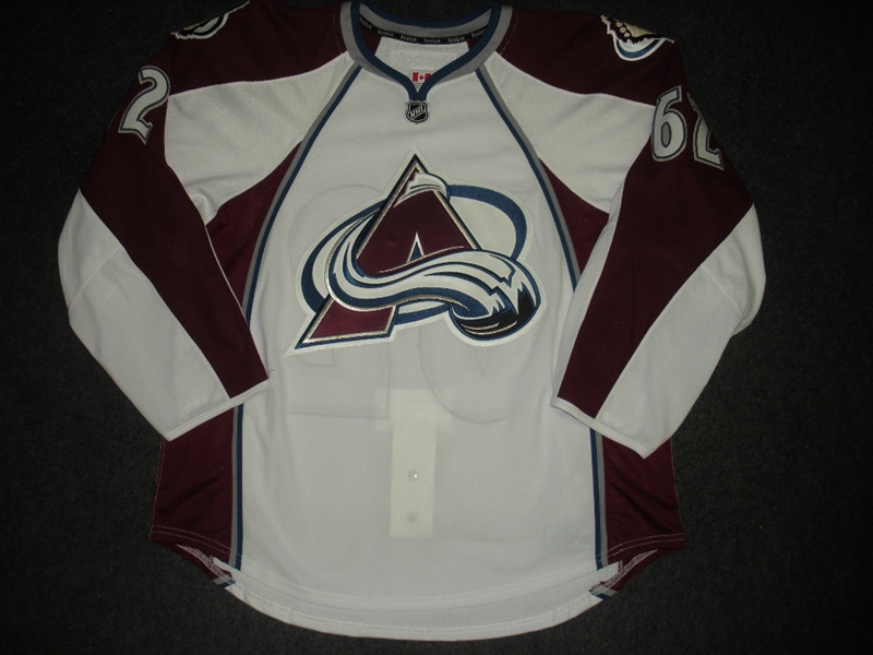 Bourke, Troy<br>White Set 1 - Game-Issued (GI)<br>Colorado Avalanche 2013-14<br>#62 Size: 56