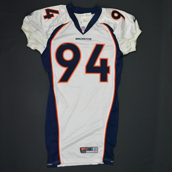 Traylor, Keith * <br>White - Authentic  Pro-Cut - CLEARANCE<br>Denver Broncos 1999<br>#94 Size:48