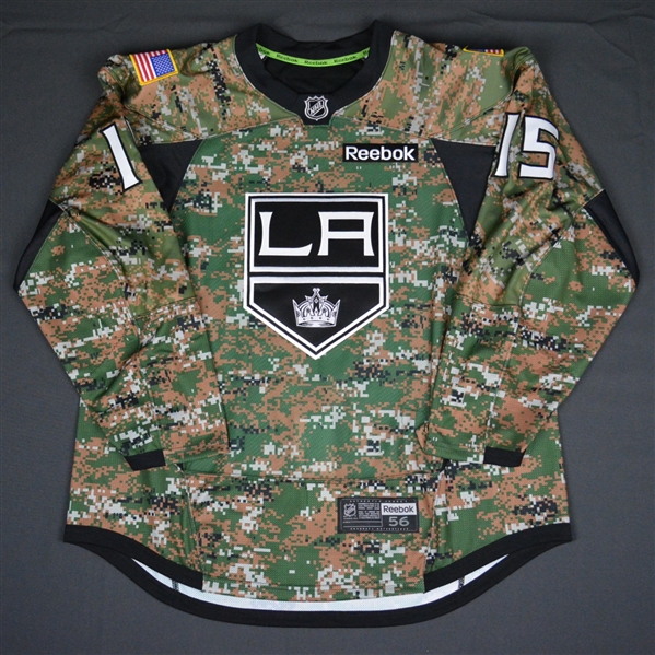 Andreoff, Andy<br>Camouflage, Military Appreciation Warm-up, November 12, 2015, Autographed<br>Los Angeles Kings 2015-16<br>#15 Size: 56