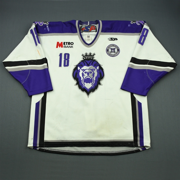 Scrymgeour, John<br>White Set 1 w/ 10th Anniversary Patch<br>Reading Royals 2010-11<br>#18 Size: 56