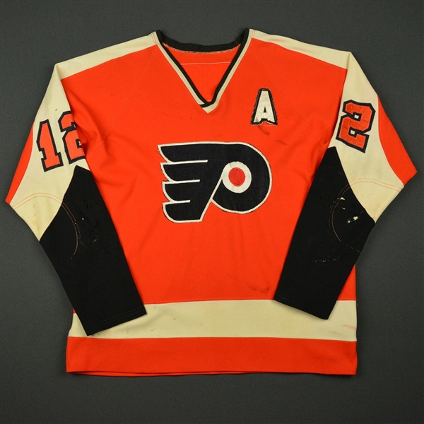 Dornhoefer, Gary * <br>Orange w/A<br>Philadelphia Flyers 1973-74<br>#12