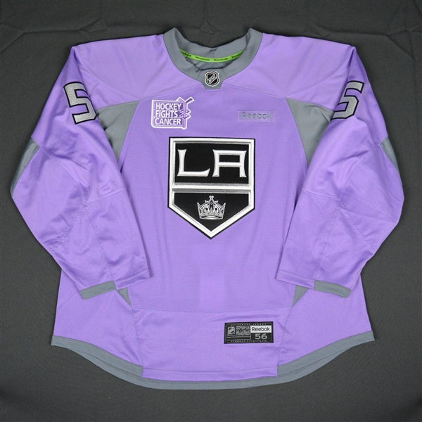 McBain, Jamie<br>Purple, Hockey Fights Cancer Warm-up, October 23, 2015, Autographed<br>Los Angeles Kings 2015-16<br>#5 Size: 56