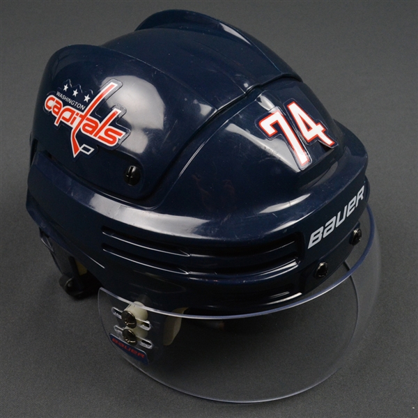 Carlson, John<br>Blue, Bauer Helmet w/ Bauer Shield<br>Washington Capitals 2015-16<br>#74 Size: Medium