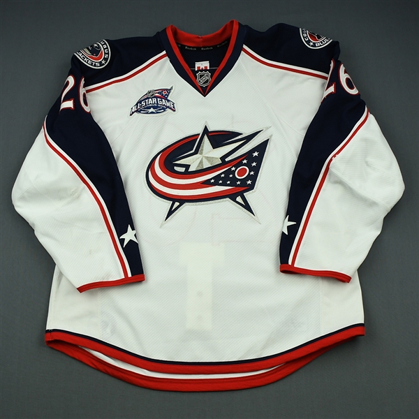 Tropp, Corey * <br>White Set 1 w/All-Star Game Patch  - Photo-Matched<br>Columbus Blue Jackets 2014-15<br>#26 Size: 54