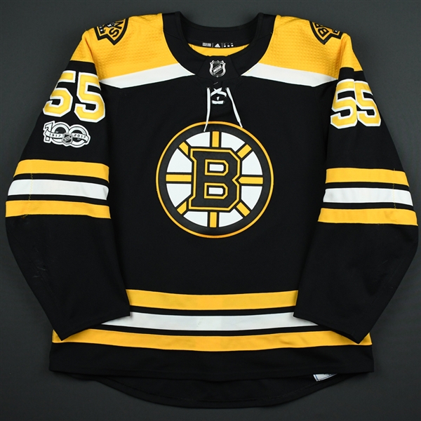 Acciari, Noel<br>Black Set 1 w/ NHL Centennial Patch<br>Boston Bruins 2017-18<br>#55 Size: 56