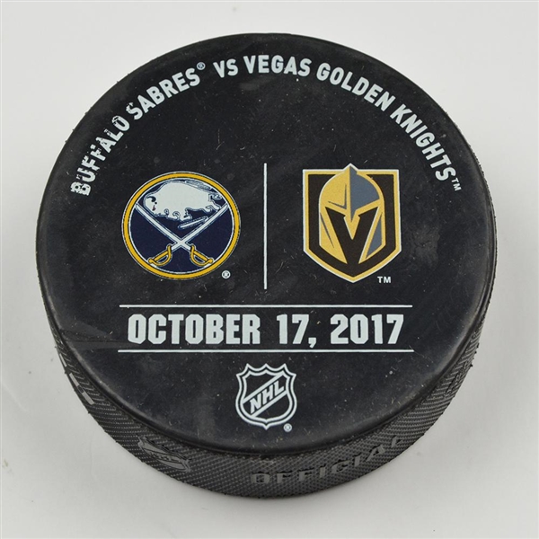 Vegas Golden Knights Warmup Puck<br>October 17, 2017 vs. Buffalo Sabres<br>Vegas Golden Knights 2017-18<br>