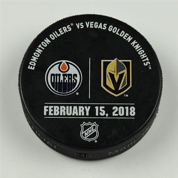 Vegas Golden Knights Warmup Puck<br>February 15, 2018 vs. Edmonton Oilers <br> 2017-18