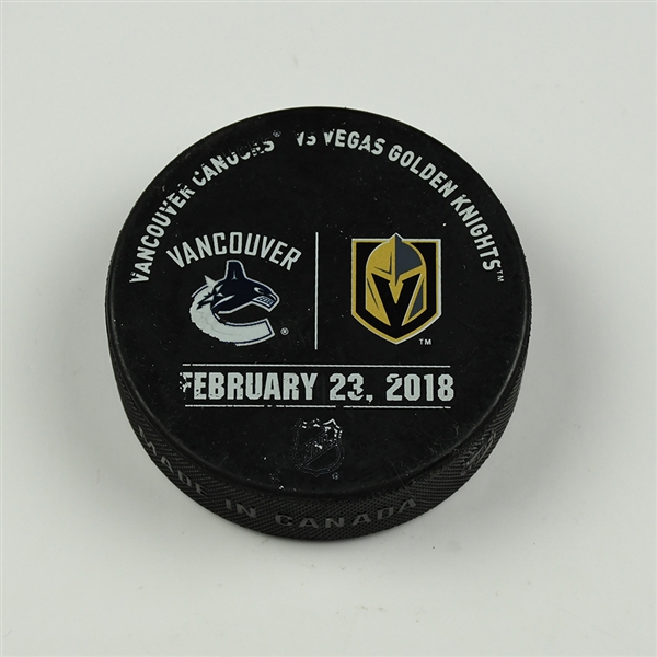 Vegas Golden Knights Warmup Puck<br>February 23, 2018 vs. Vancouver Canucks<br> 2017-18