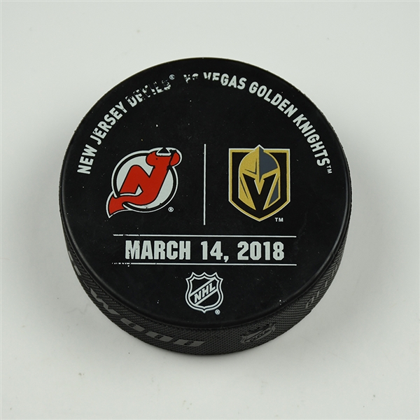 Vegas Golden Knights Warmup Puck<br>March 14, 2018 vs. New Jersey Devils<br> 2017-18