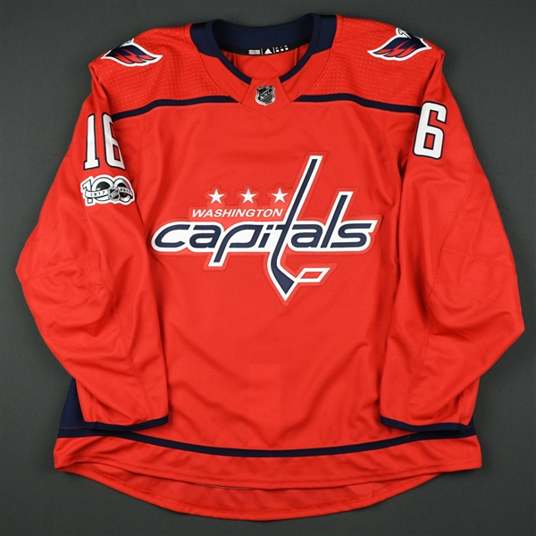 Albert, John<br>Red Set 1 w/ NHL Centennial Patch - Game-Issued (GI)<br>Washington Capitals 2017-18<br>#16 Size: 58