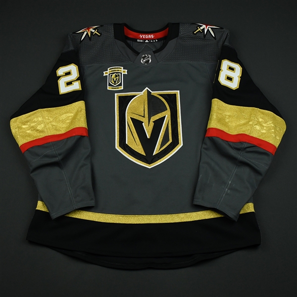 Carrier, William<br>Gray Stanley Cup Playoffs w/ Inaugural Season Patch - Worn in First Playoff Game in Franchise History<br>Vegas Golden Knights 2017-18<br>#28 Size: 56
