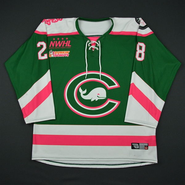 Faber, Sam<br>Green- Strides For The Cure<br>Connecticut Whale 2016-17<br>#28 Size: MD