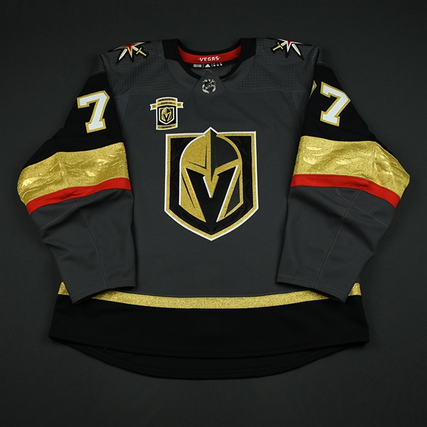 Hunt, Brad<br>Gray Stanley Cup Playoffs w/ Inaugural Season Patch - Game-Issued (GI)<br>Vegas Golden Knights 2017-18<br>#77 Size: 54