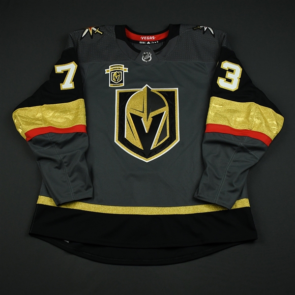 Pirri, Brandon<br>Gray Stanley Cup Playoffs w/ Inaugural Season Patch - Game-Issued (GI)<br>Vegas Golden Knights 2017-18<br>#73 Size: 56