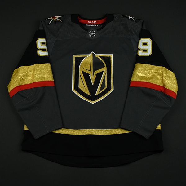 Glass, Cody<br>Gray Preseason Only - Game-Issued (GI)<br>Vegas Golden Knights 2017-18<br>#9 Size: 56