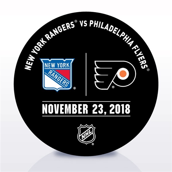 Philadelphia Flyers Warmup Puck<br>November 23, 2018 vs. New York Rangers<br>Philadelphia Flyers 2018-19<br> 
