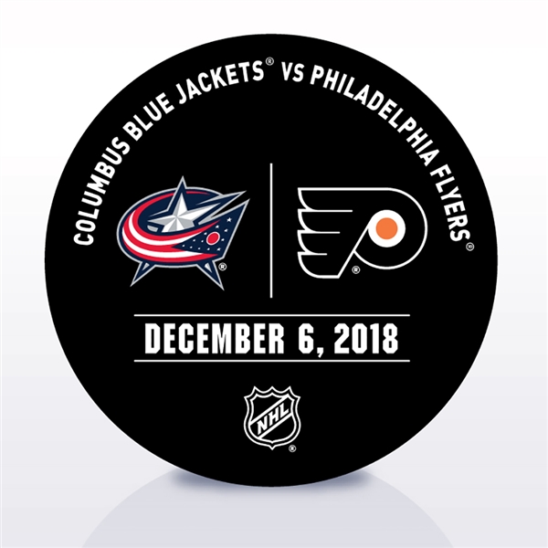 Philadelphia Flyers Warmup Puck<br>December 6, 2018 vs. Columbus Blue Jackets<br>Philadelphia Flyers 2018-19<br> 