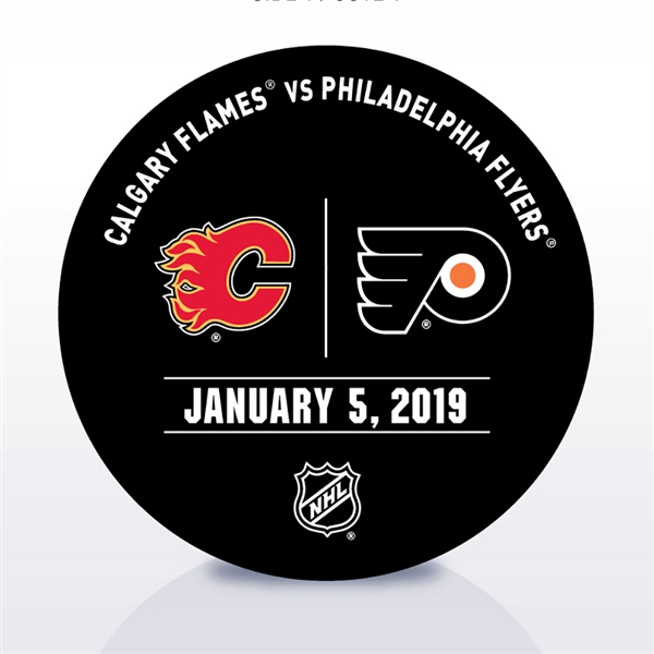 Philadelphia Flyers Warmup Puck<br>January 5, 2019 vs. Calgary Flames<br>Philadelphia Flyers 2018-19<br> 