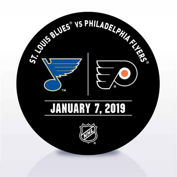 Philadelphia Flyers Warmup Puck<br>January 7, 2018 vs. St. Louis Blues - Jordan Binningtons First Career Start - Shutout Win<br>Philadelphia Flyers 2018-19<br> 
