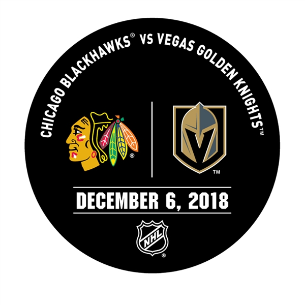 Vegas Golden Knights Warmup Puck<br>December 6, 2018 vs. Chicago Blackhawks<br> 2018-19