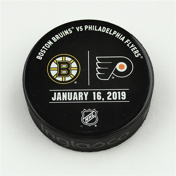 Philadelphia Flyers Warmup Puck<br>January 16, 2019 vs. Boston Bruins<br>Philadelphia Flyers 2018-19<br>58G