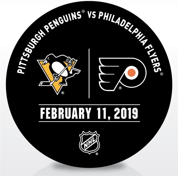Philadelphia Flyers Warmup Puck<br>February 11, 2019 vs. Pittsburgh Penguins<br>Philadelphia Flyers 2018-19<br>56