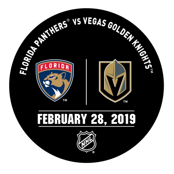 Vegas Golden Knights Warmup Puck<br>February 28, 2019 vs. Florida Panthers<br> 2018-19