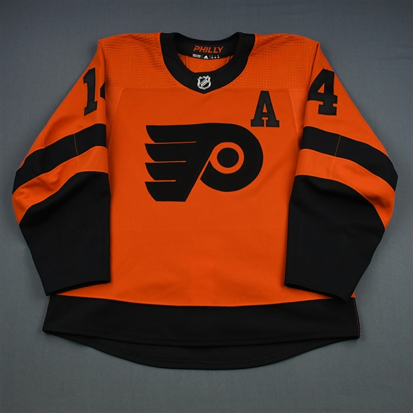Couturier, Sean<br>Orange w/A - Stadium Series Style - Worn February 26, 2019<br>Philadelphia Flyers 2018-19<br>#14 Size: 56