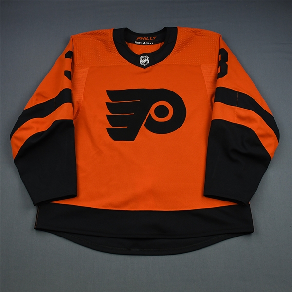 Gudas, Radko<br>Orange - Stadium Series Style - Worn February 26, 2019<br>Philadelphia Flyers 2018-19<br>#3 Size: 56