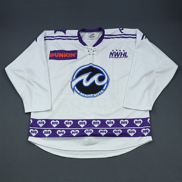 White-Lancette, Brooke<br>White DIFD Warm-Up Jersey (Game-Issued) - March 2, 2019 @ Boston Pride<br>Minnesota Whitecaps 2018-19<br>#10 Size: LG