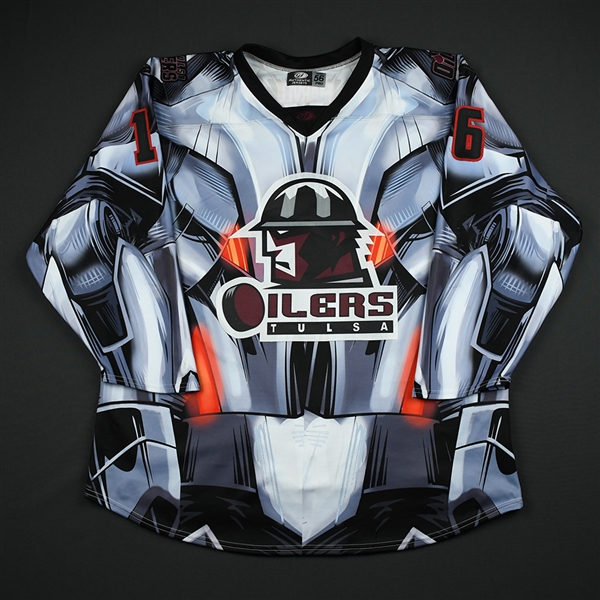 DeSalvo, Dan<br>Black Ultron Jersey - Autographed - First Period Only<br>Tulsa Oilers 2017-18<br>#16 Size: 56
