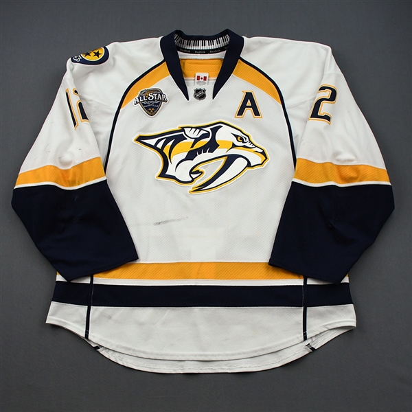Fisher, Mike *<br>White Set 2 / Playoffs w/A, w/ All-Star Game Patch<br>Nashville Predators 2015-16<br>#12 Size: 56