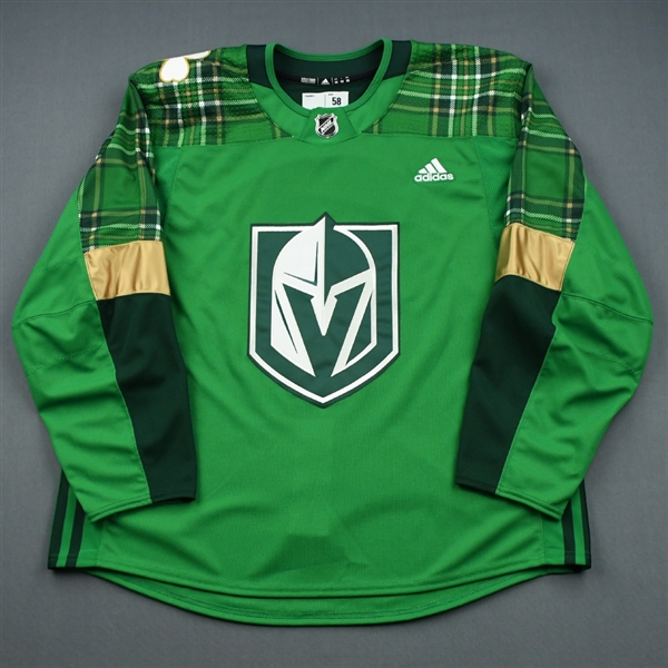 Blank - No Name or Number<br>Green "St. Patricks Day" Warm-Up (Adidas adizero) <br>Vegas Golden Knights 2018-19<br> Size: 58