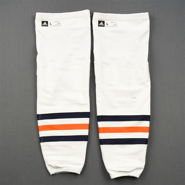 McDavid, Connor<br>White - adidas Socks - November 7, 2017 at New York Islanders - PHOTO-MATCHED<br>Edmonton Oilers 2017-18<br>#97 Size: L