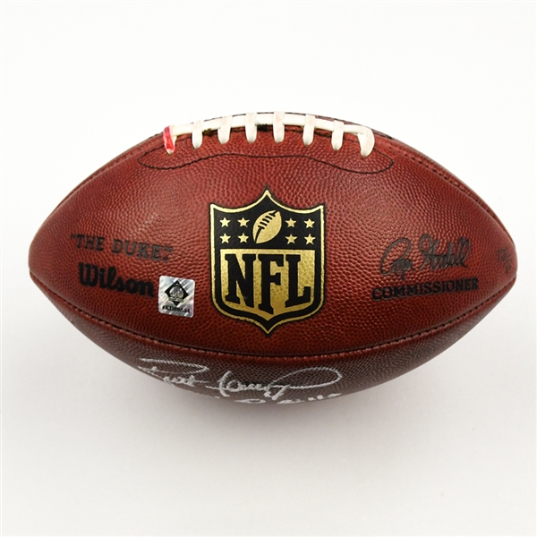 Favre, Brett *<br>Game-Used Football from 11/2/08 vs. Buffalo Bills - Autographed and Inscribed<br>New York Jets 2008<br> 