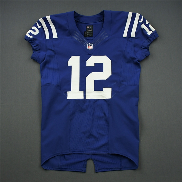 Luck, Andrew *<br>Blue - Panini Rookie Photo Shoot, Event worn jersey - Photo-Matched<br>Indianapolis Colts 2012<br>#12 Size: 46-Skill