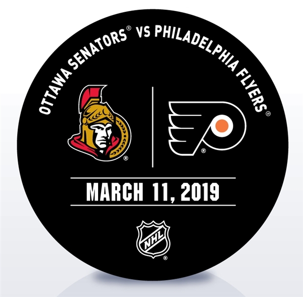Philadelphia Flyers Warmup Puck<br>March 11, 2019 vs. Ottawa Senators<br>Philadelphia Flyers 2018-19<br>