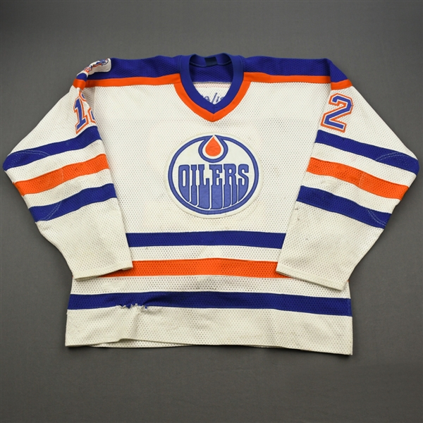 Carson, Jimmy *<br>White w/Oilers 88-89 10th Anniversary Patch<br>Edmonton Oilers 1988-89<br>#12 Size: XL