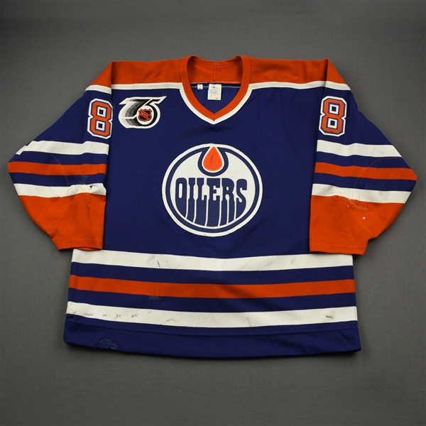 Murphy, Joe *<br>Blue w/NHL 75th Anniversary Patch<br>Edmonton Oilers 1991-92<br>#8 Size: 54