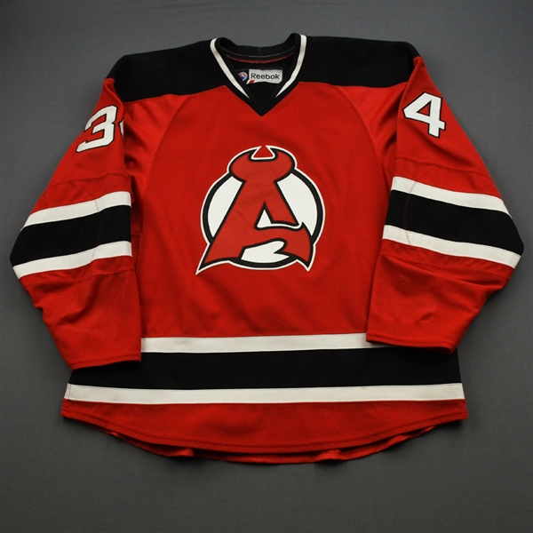 Auvitu, Yohann *<br>Red - Autographed<br>Albany Devils 2016-17<br>#34 Size: 56