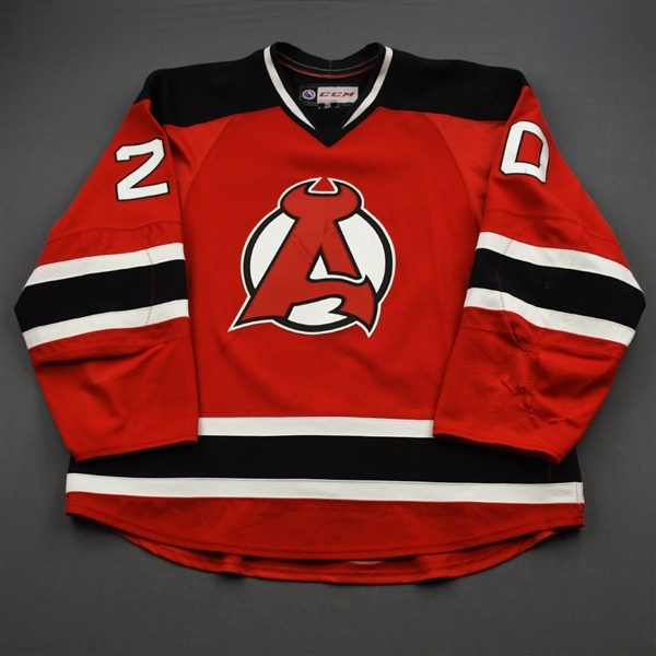 Gazdic, Luke *<br>Red - Autographed<br>Albany Devils 2016-17<br>#20 Size: 58