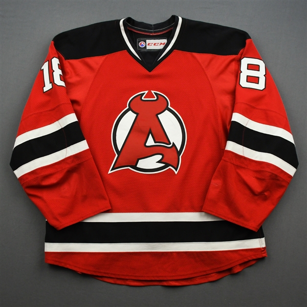 Pietila, Blake *<br>Red - Autographed<br>Albany Devils 2016-17<br>#18 Size: 54