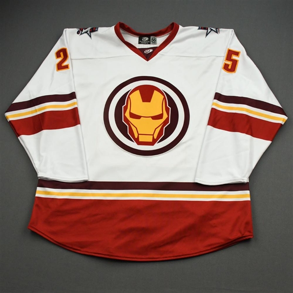 Gagne, Gabriel<br>MARVEL Iron Man w/Socks (Game-Issued) - February 12, 2020 @ Rapid City Rush<br>Allen Americans 2019-20<br>#25 Size: 56