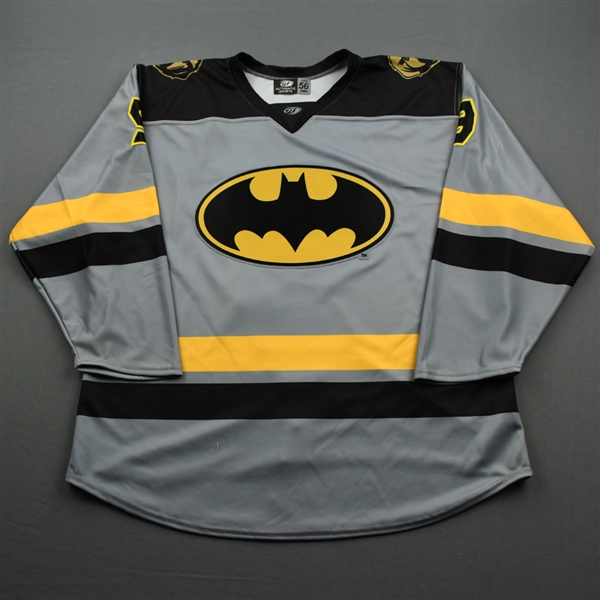 Power, Marcus<br>DC Batman (Game-Issued) - December 6, 2019 vs. Worcester Railers <br>Newfoundland Growlers 2019-20<br>#9 Size: 56