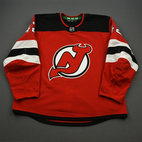 Bastian, Nathan<br>Red Set 1 - Preseason Only<br>New Jersey Devils 2019-20<br>#42 Size: 58
