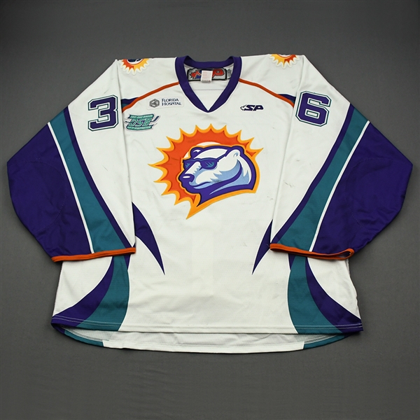 Curry, John *<br>White Set 1 w/ Out of Hibernation patch   <br>Orlando Solar Bears 2012-13<br>#36 Size: 58G