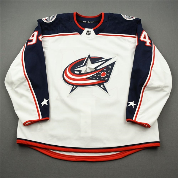 Bergeron, Justin<br>White Set 1 - Game-Issued (GI)<br>Columbus Blue Jackets 2019-20<br>#94 Size: 58