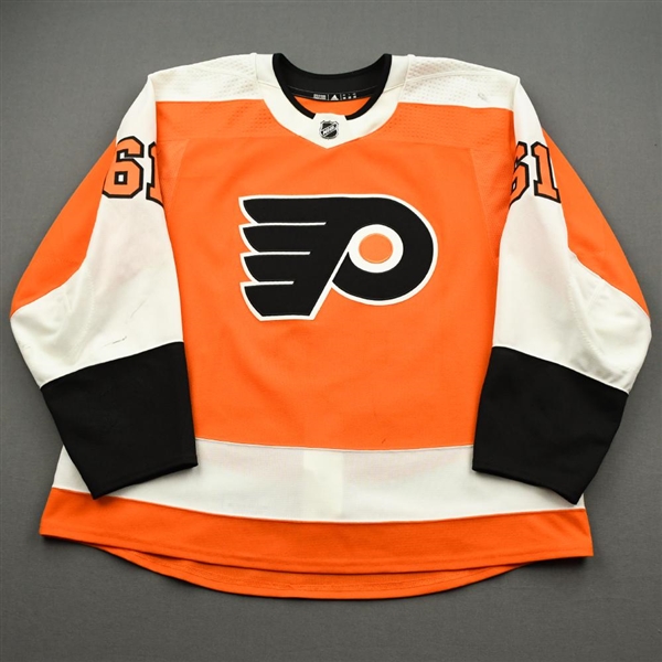 Braun, Justin<br>Orange Set 3 Regular Season / Round Robin / Playoffs<br>Philadelphia Flyers 2019-20<br>#61 Size: 58